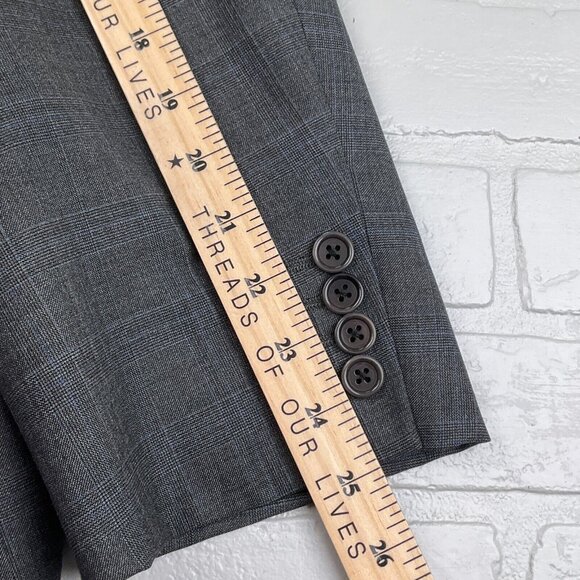 Joseph Scafidi Suit Men 49/42W x 30L Gray Blue Plaid Bespoke Classic USA VTG - Picture 13 of 16